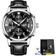 Load image into Gallery viewer, LIGE  Casual Leather Business Clock