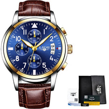 Load image into Gallery viewer, LIGE  Casual Leather Business Clock