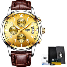 Load image into Gallery viewer, LIGE  Casual Leather Business Clock