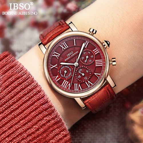 Vintage Red Leather Watches Women