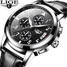 Load image into Gallery viewer, LIGE  Casual Leather Business Clock